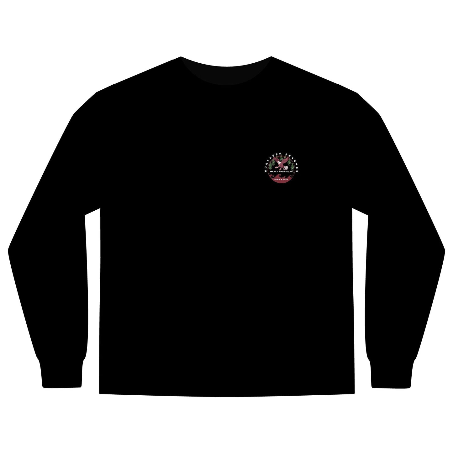 'The Westwood' Men's Long Sleeve Pocket T-Shirt with Northern Beaches Custom Design front and back logo