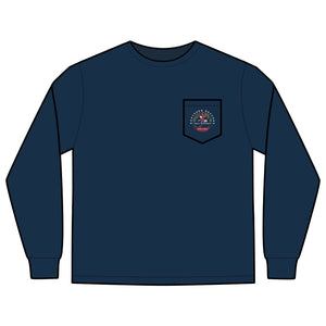 'The Westwood' Men's Long Sleeve Pocket T-Shirt with Northern Beaches Custom Design front and back logo Printify