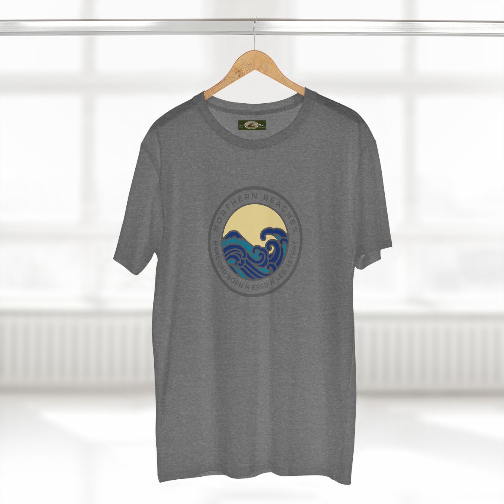 T-Shirt Northern Beaches Harbord Born n Bred n Led Astray Custom Logo Front Printify