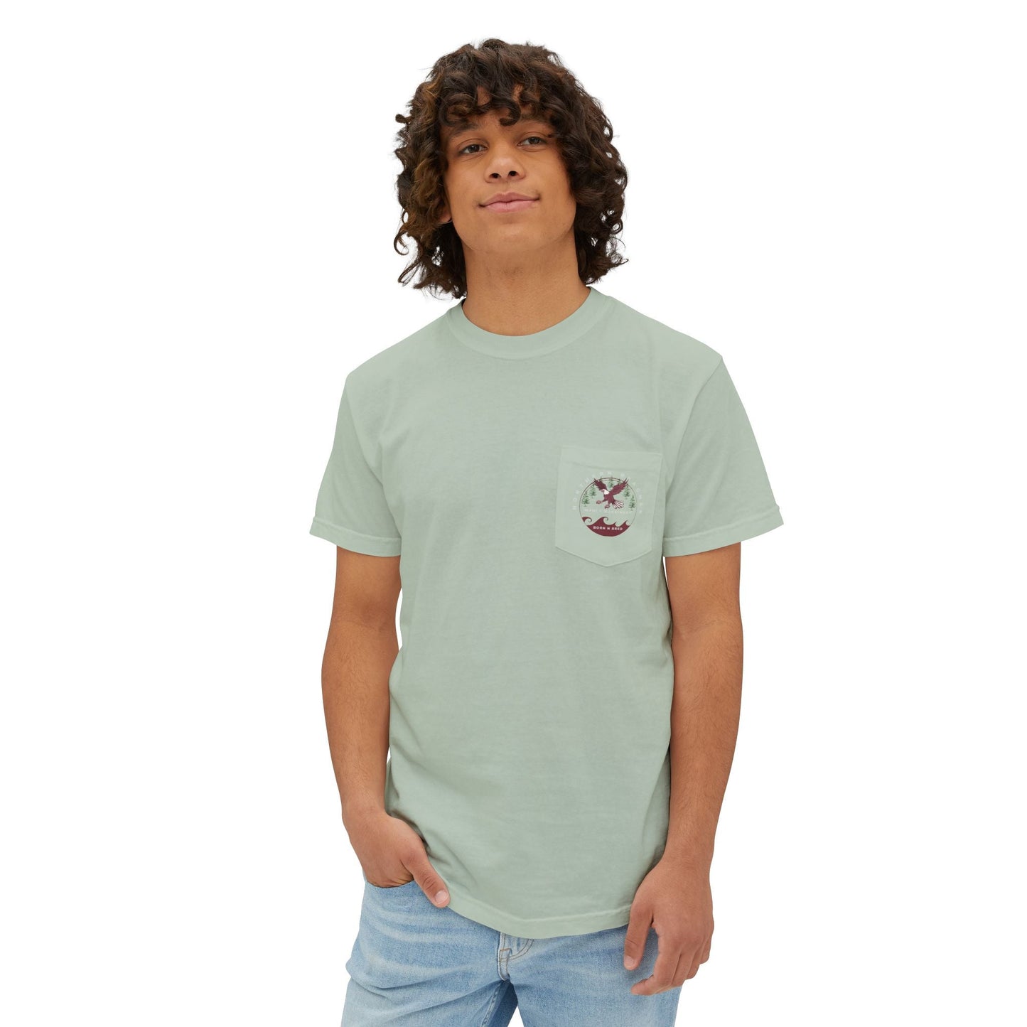 "The Westwood" Northern Beaches custom design front and back logo on Garment-Dyed Pocket T-Shirt for Nature Lovers