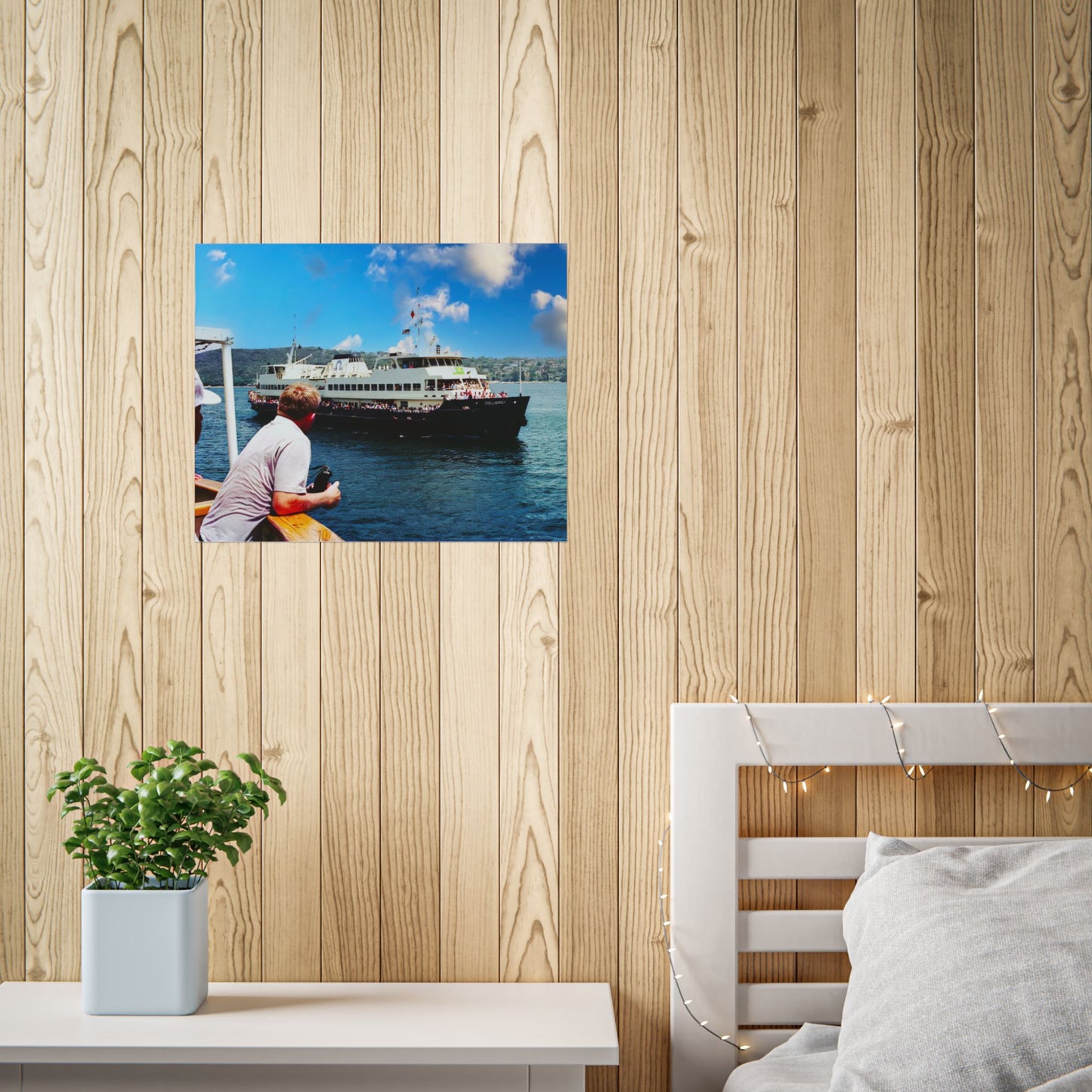 MV Collaroy Approaching Manly Wharf (1993) - Ferry Harbour Poster — Coastal Travel Wall Art