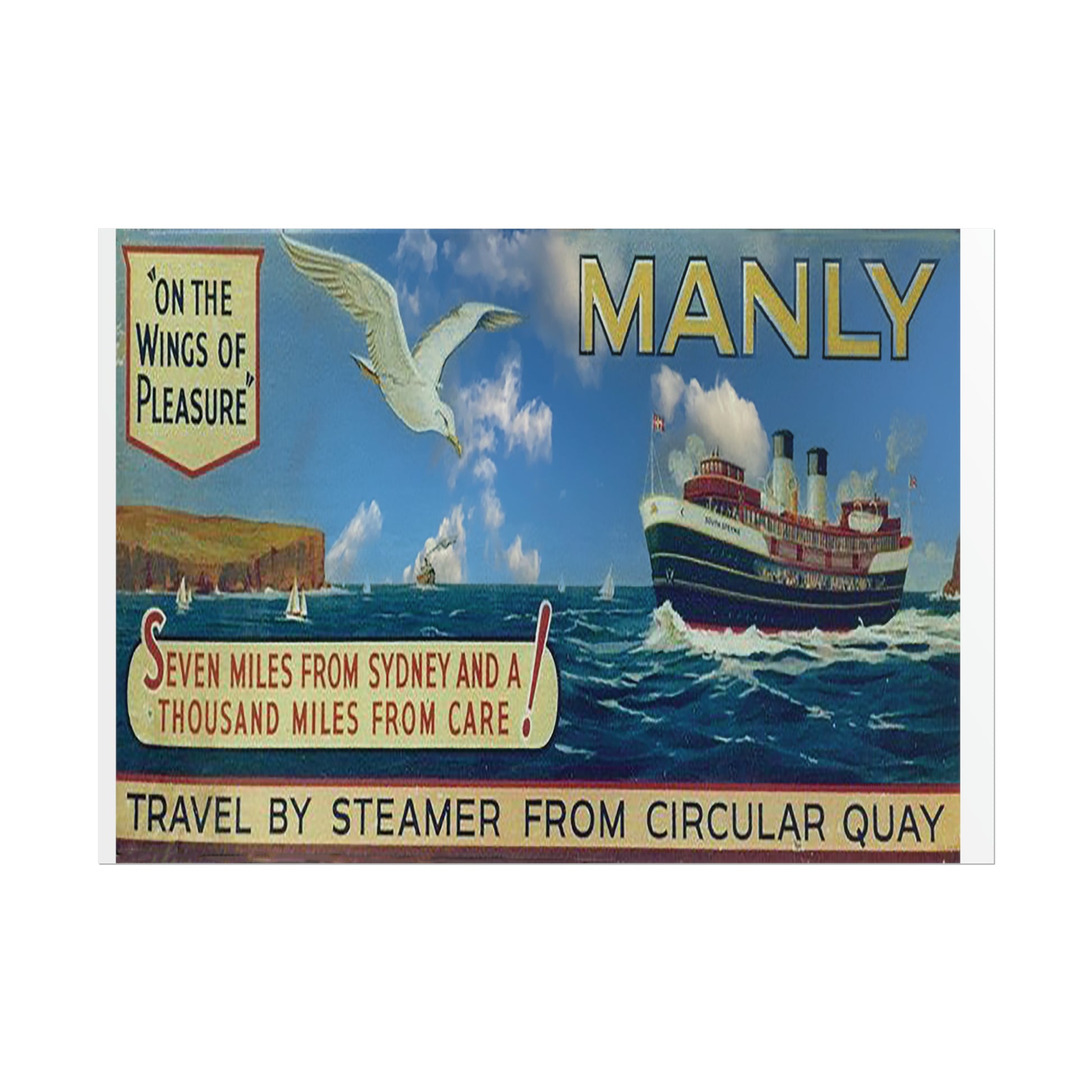 Seven Miles from Sydney Travel Poster 1940s Rolled Posters - Lost Manly Shop