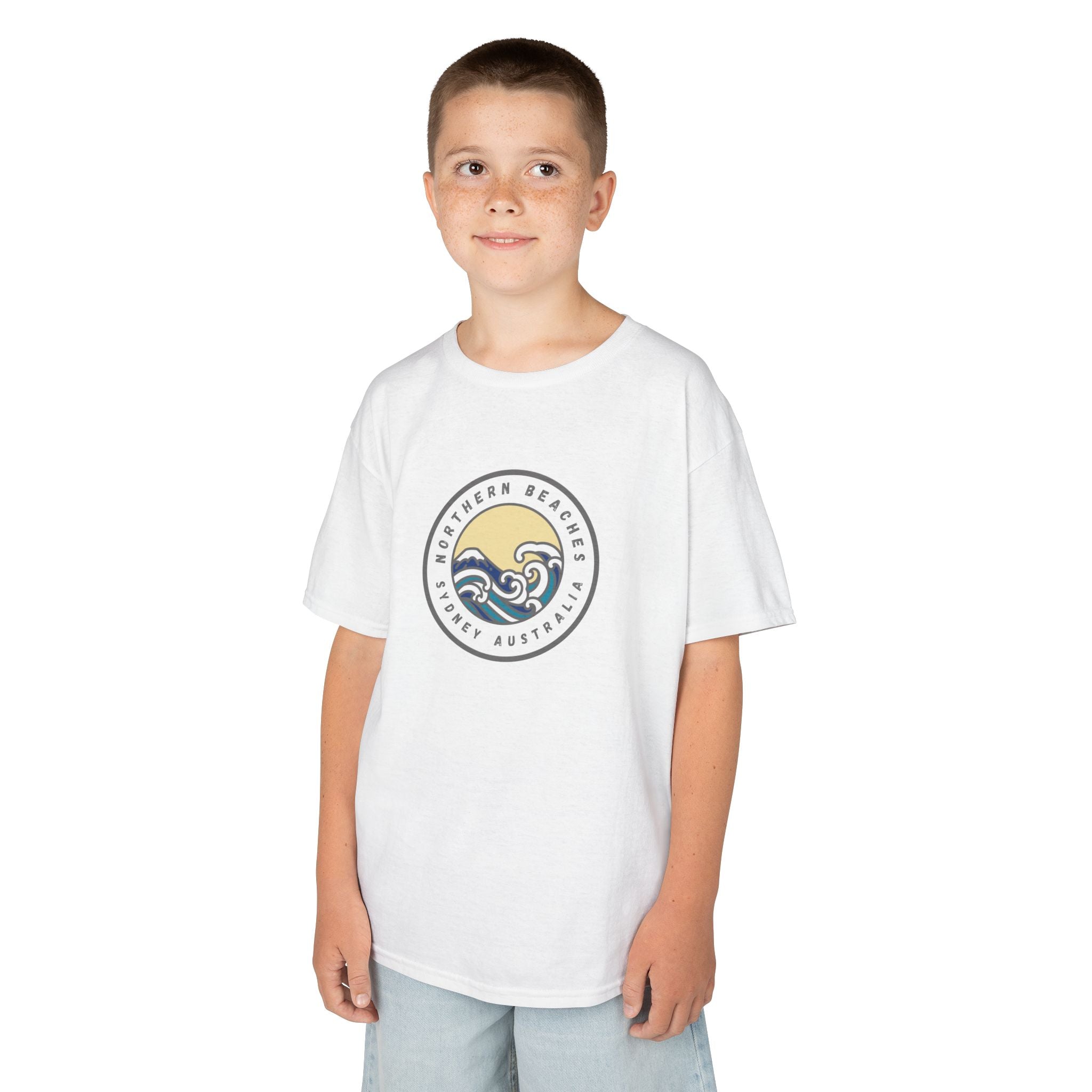 Ocean Wave Kids Cotton Tee – Northern Beaches logo 