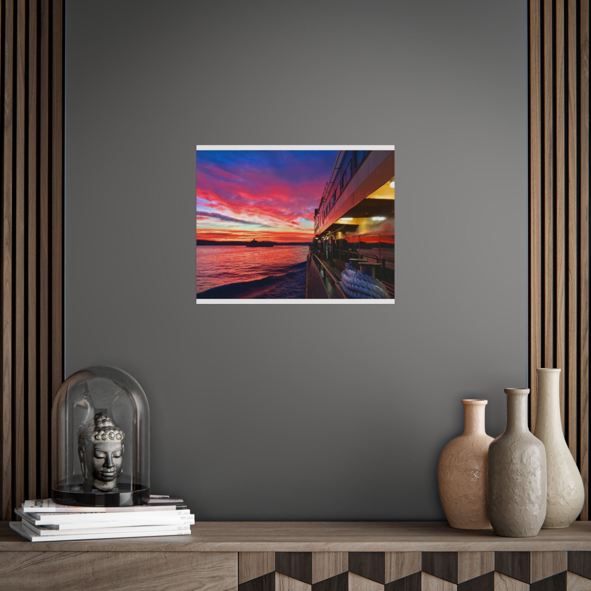 Sunset on the Manly Ferry Poster - For Australian Orders Nautical Wall Art, Coastal Decor, Beach House Print, Gift for Sailors, Age Spots Included 