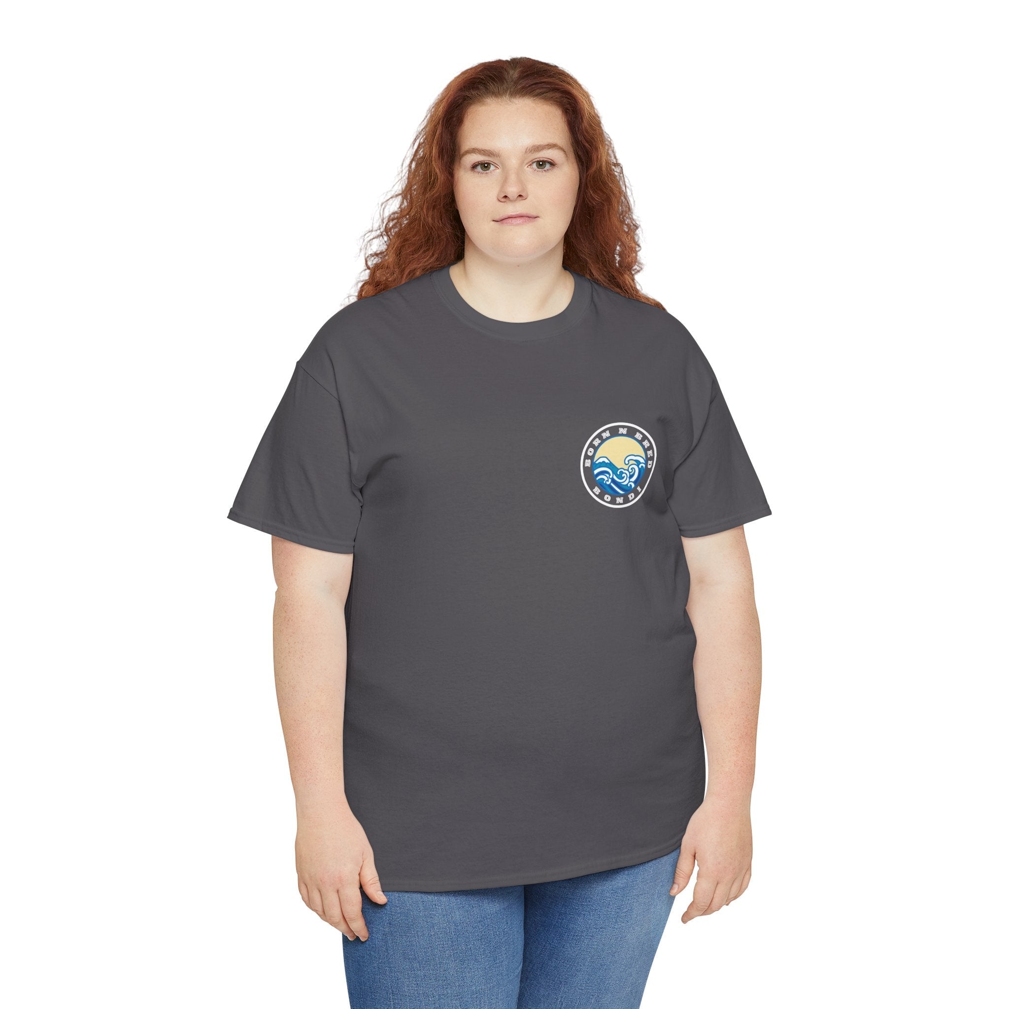 Heavy Cotton T-Shirt with free Canva custom designed logo front and back 