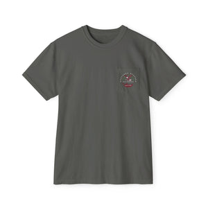 "The Westwood" Northern Beaches custom logo on front and back Pocket T-Shirt - Vintage Style for Beach Lovers Printify