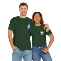 Heavy Cotton T-Shirt with free Canva custom designed logo front and back 