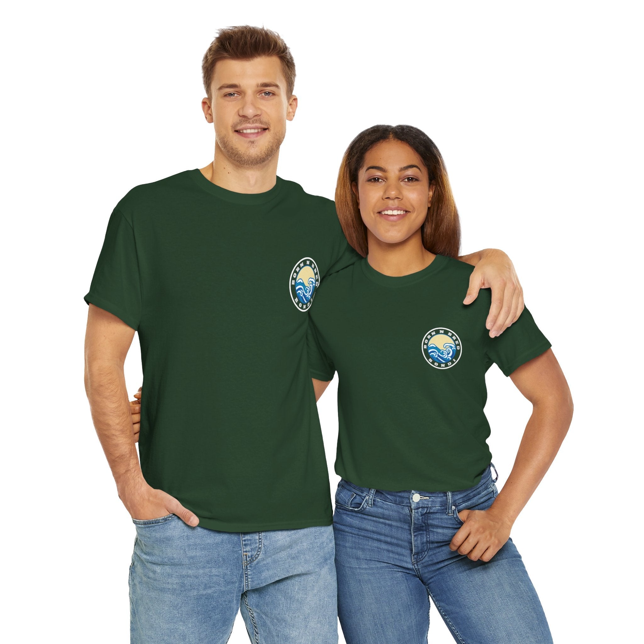 Heavy Cotton T-Shirt with free Canva custom designed logo front and back 