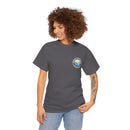 Heavy Cotton T-Shirt with free Canva custom designed logo front and back 