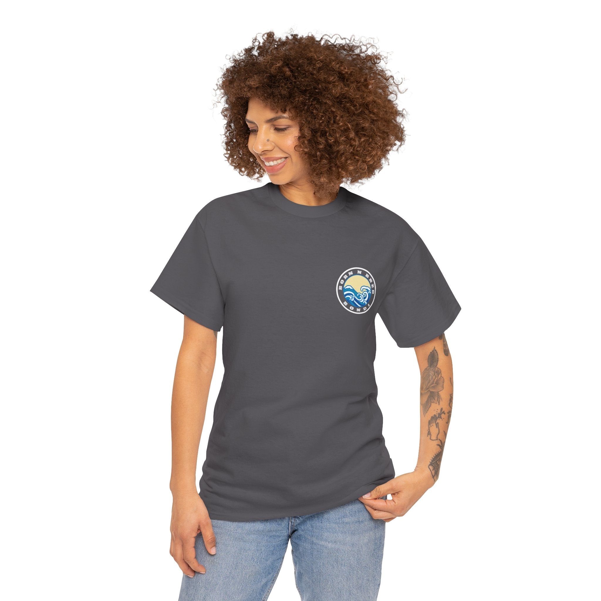 Heavy Cotton T-Shirt with free Canva custom designed logo front and back 