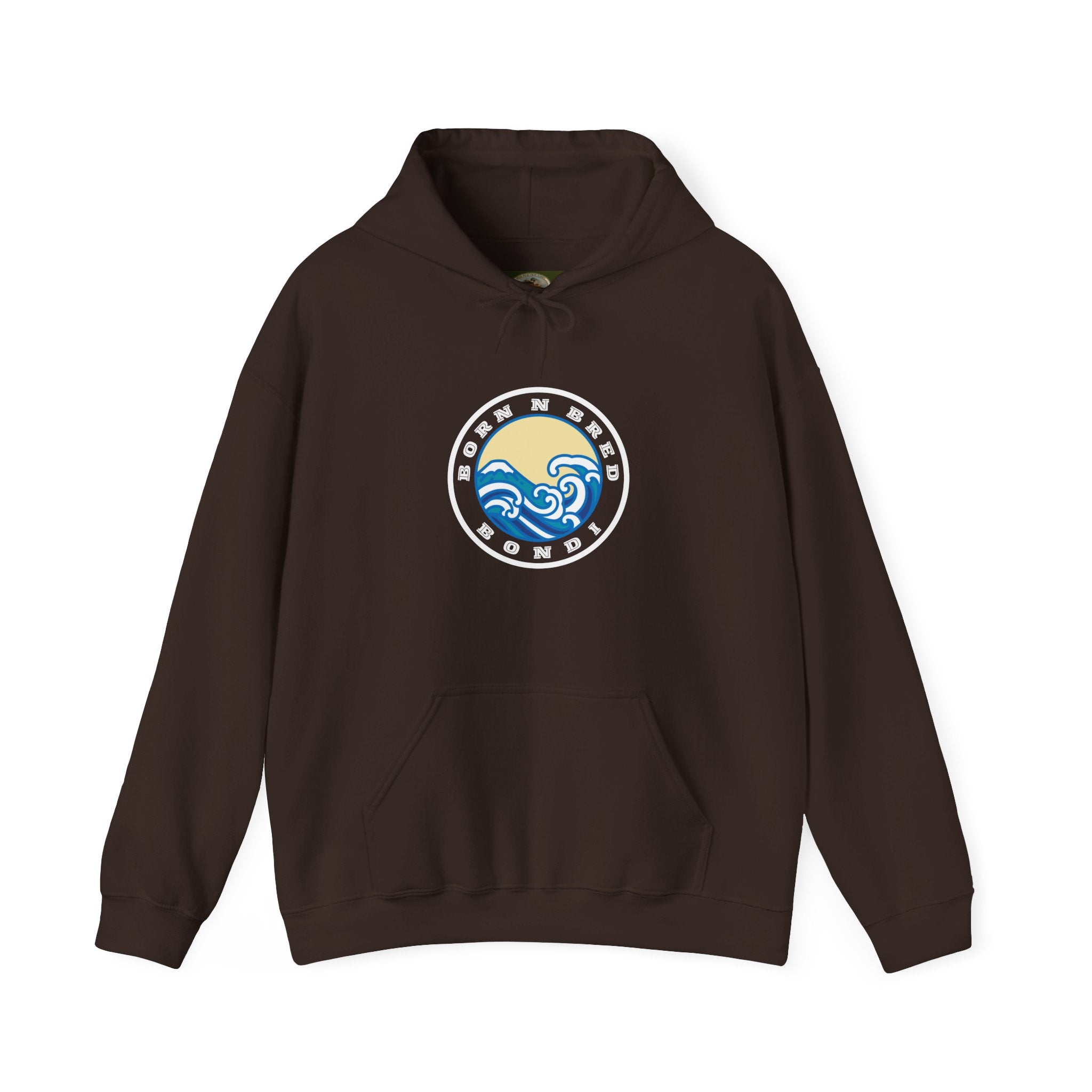 Hoodie with free Canva custom design logo front back Bondi bnb/Bilgola 
