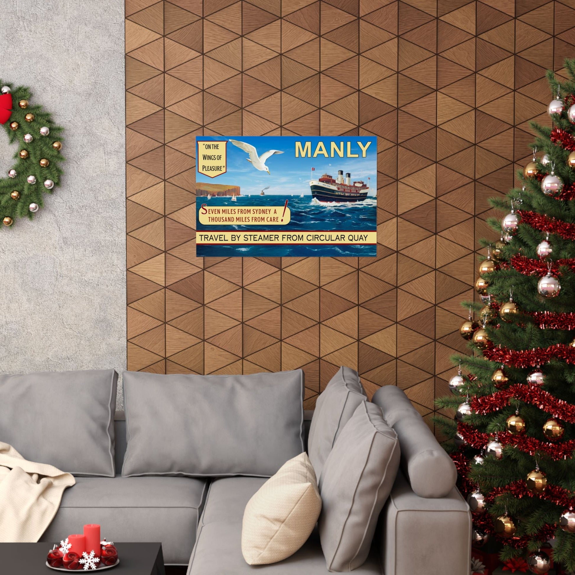 Seven Miles from Sydney – Manly 1940s Vintage Travel Poster Reproduction Print 