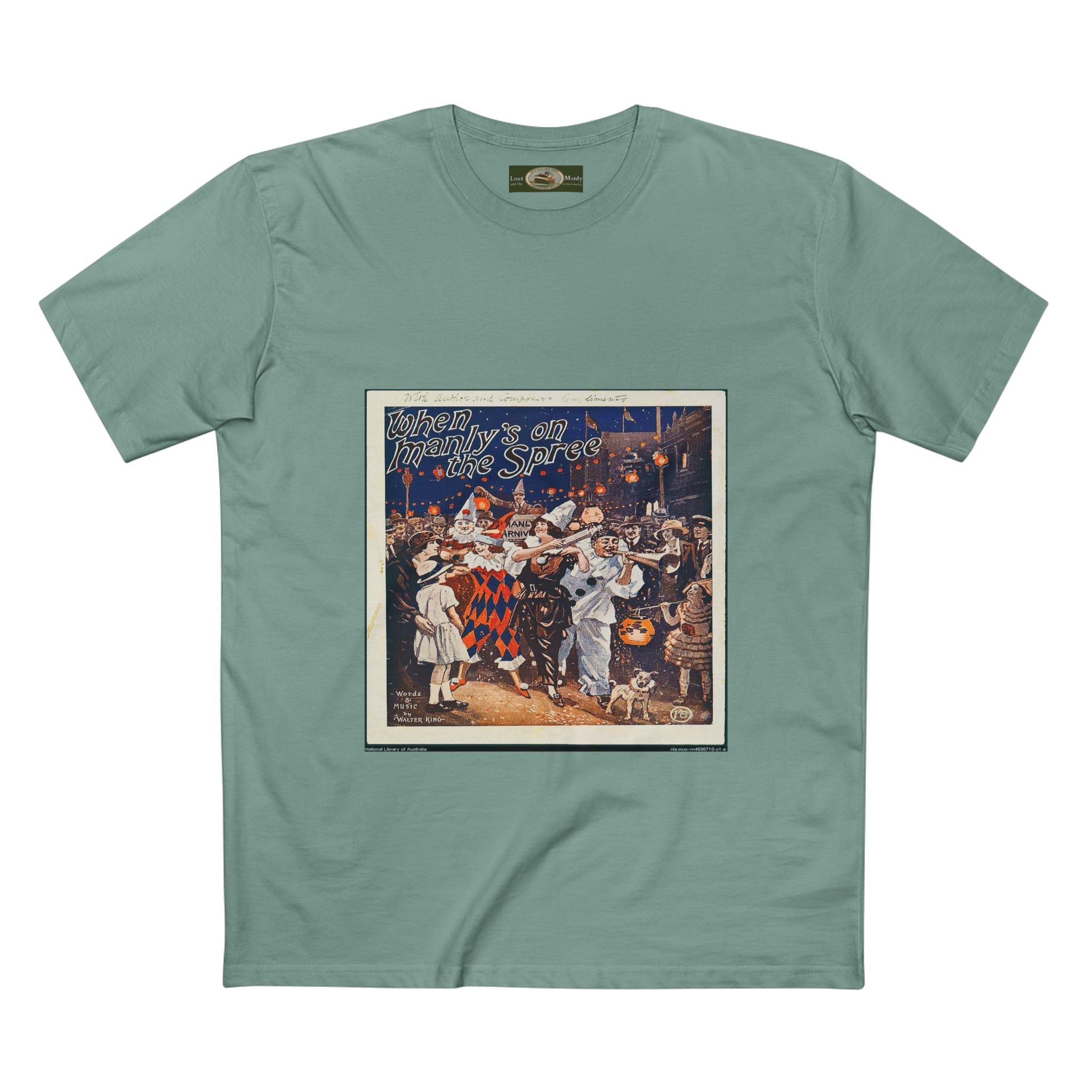 Vintage Manly Mardi Gras Staple Tee Printify