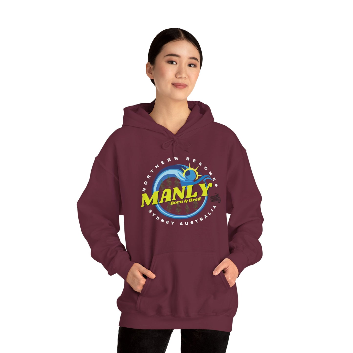 Lost Manly custom logo Manly Beach Surf Hoodie – Sydney Australia Vintage Surf Crest Hoodie - Lost Manly Shop