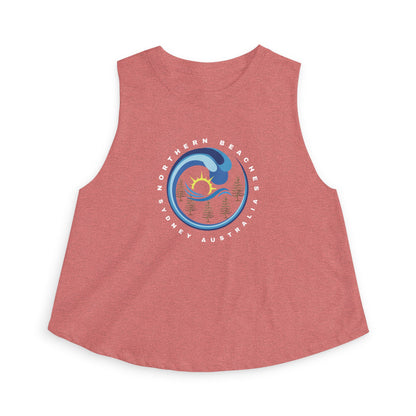 Lost Manly custom logo edition Northern Beaches Wave Crop Top – Women's Coastal Surf Graphic Tank - US Orders - Lost Manly Shop