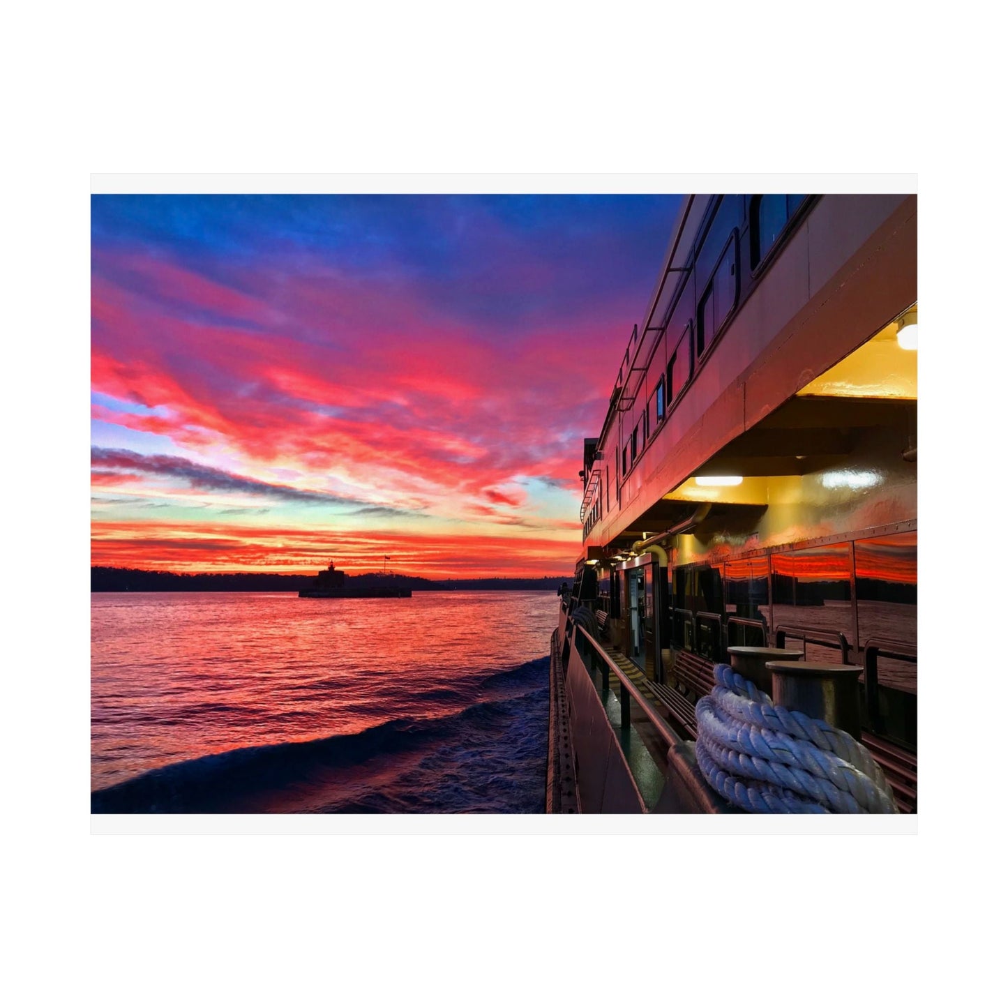 Manly Ferry Sunset Ride Photographer Haig Gilchrist Vibrant Sunset Matte Horizontal Poster, Wall Art, Home Decor 