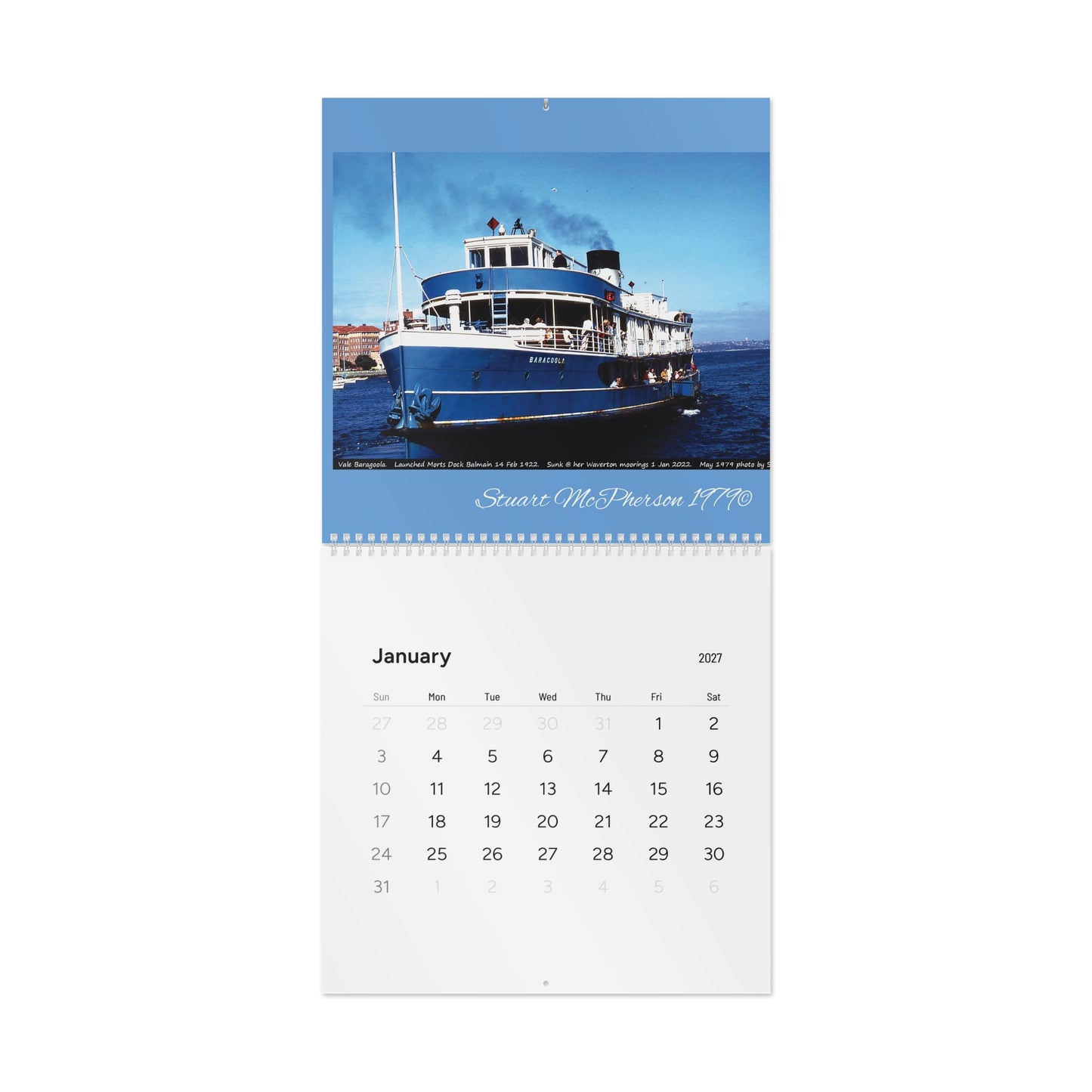 Manly Ferries Journey Through Time 2027 Wall Calendar - Lost Manly Shop