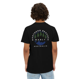 "The Westwood" Northern Beaches custom design front and back logo on Garment-Dyed Pocket T-Shirt for Nature Lovers Printify