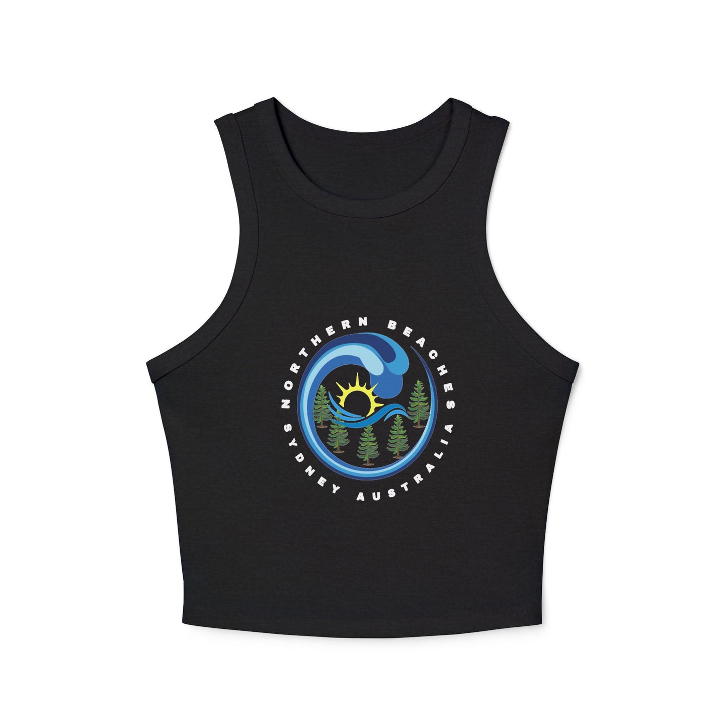 Lost Manly custom logo edition Women's Racer Tank — Sunrise Mountain Wave Graphic - Lost Manly Shop