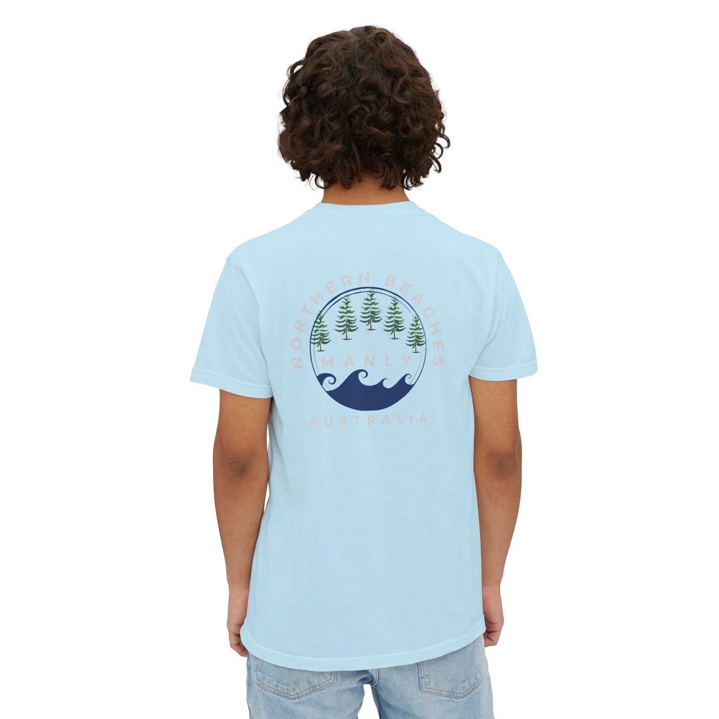 "The Westwood" Northern Beaches custom design front and back logo on Garment-Dyed Pocket T-Shirt for Nature Lovers