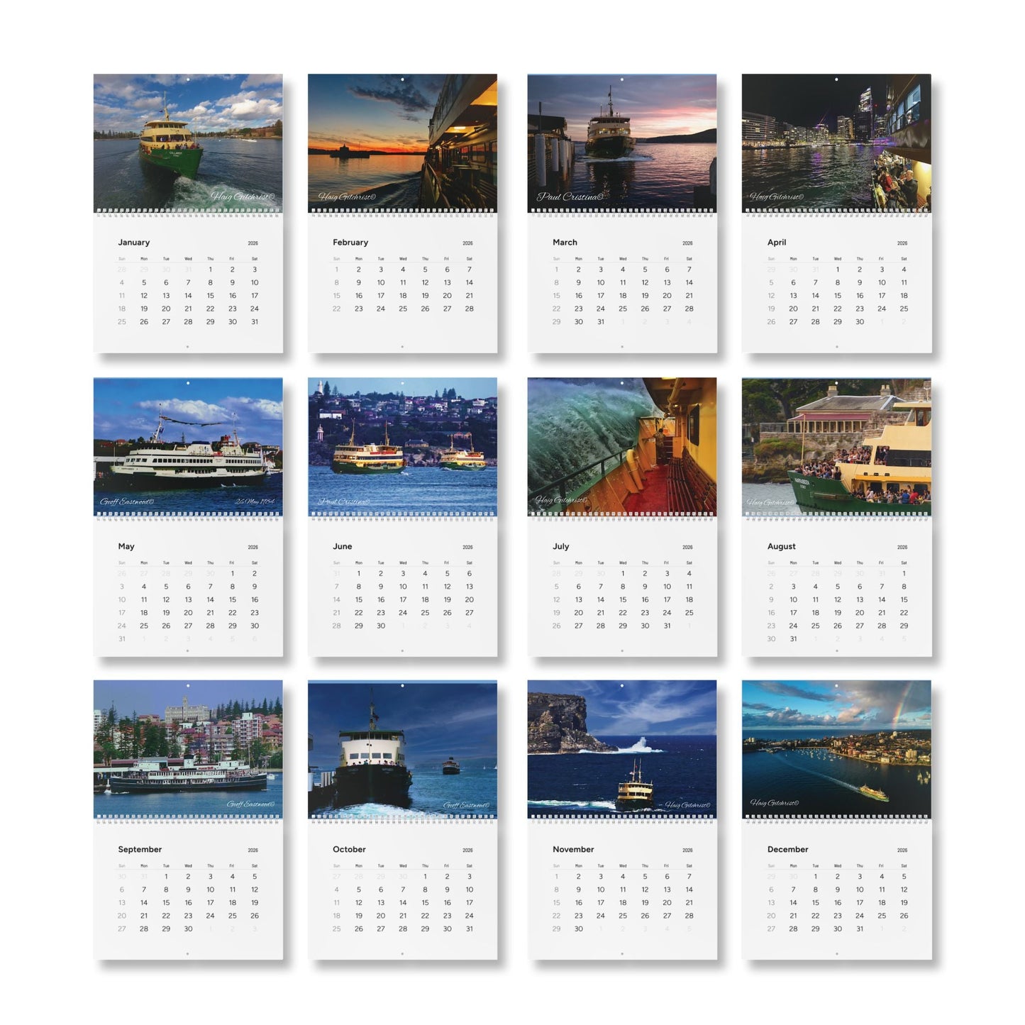 Riding the Manly Ferries Sydney Harbour 2026 Wall Calendar 