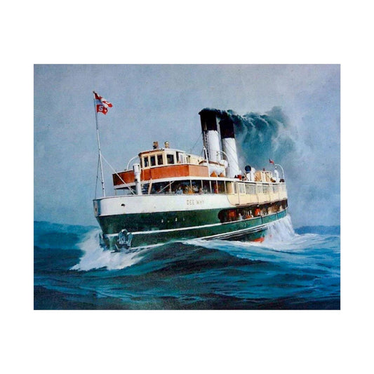 Dee Why Ferry Painting by Australian Transport Artist Phil Belbin Vintage Ferry Wall Art Steamship Ocean Poster - Lost Manly Shop