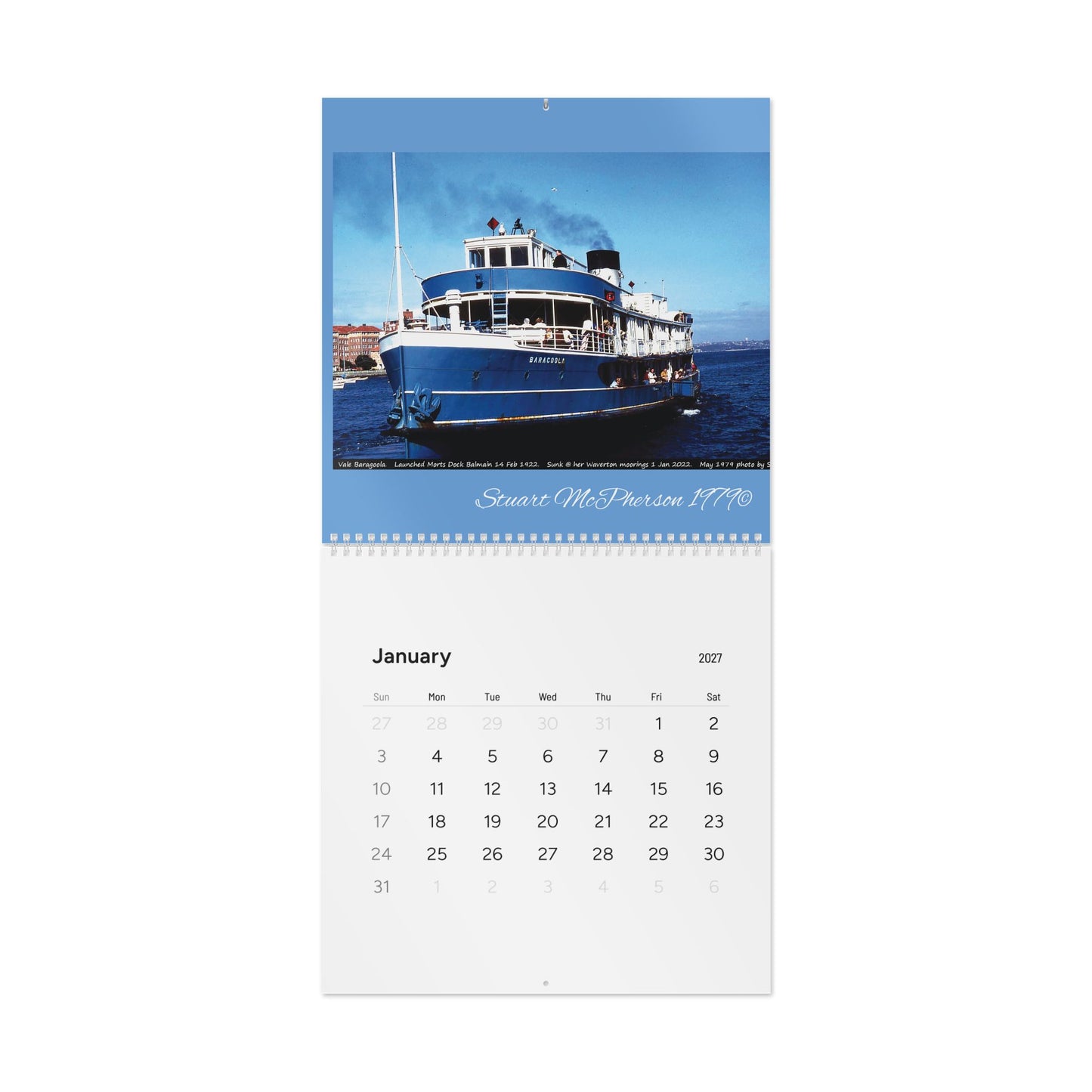 Manly Ferries Journey Through Time 2027 Wall Calendar - Lost Manly Shop