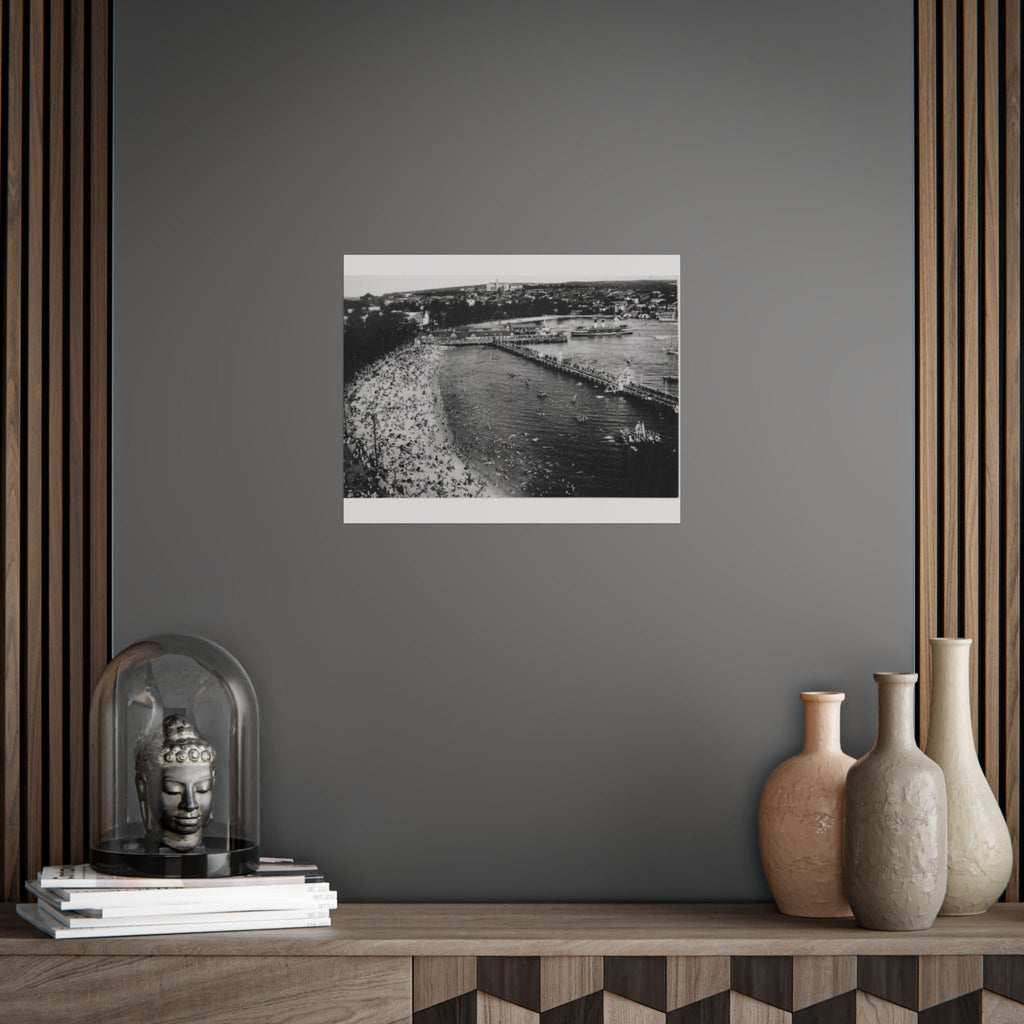 Vintage Black and White Manly Harbour Pool 1955 Poster Printify