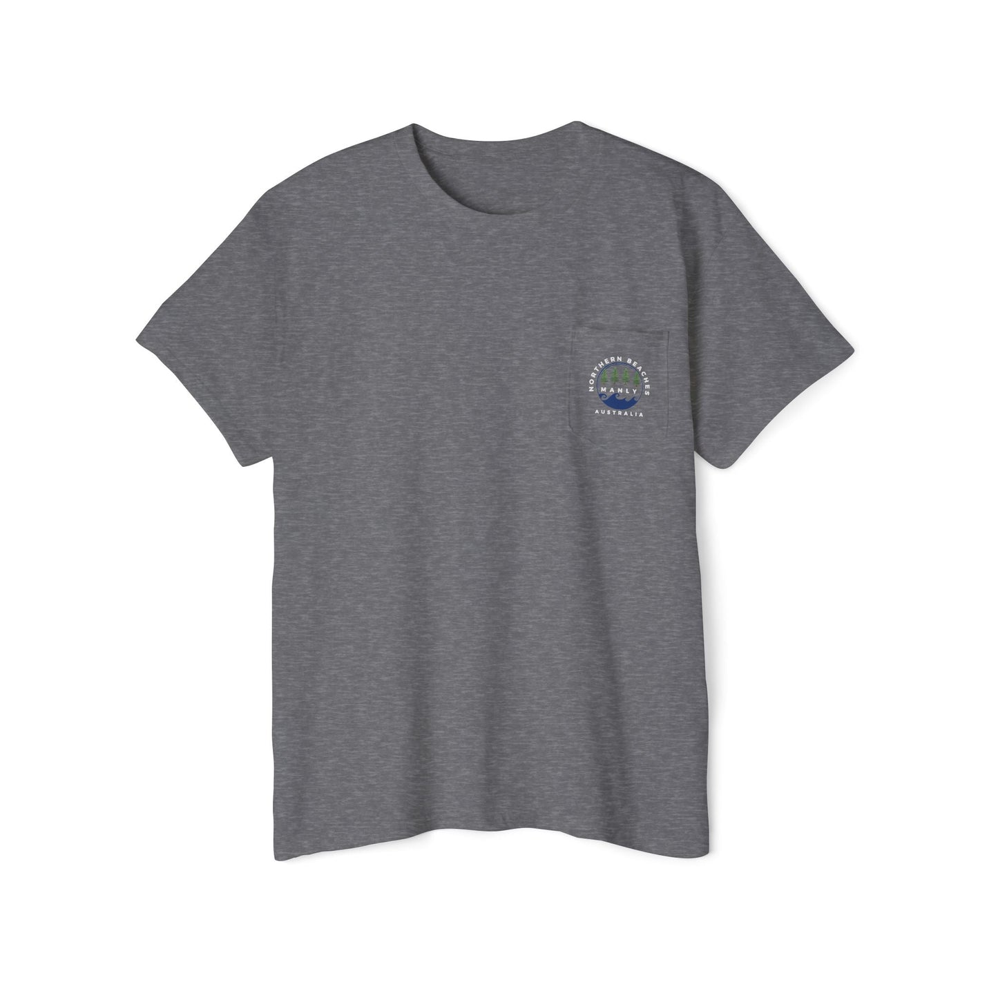 "The Westwood" Northern Beaches Manly Australia 2 different front/back Logos Heavy Cotton Pocket Tee Printify