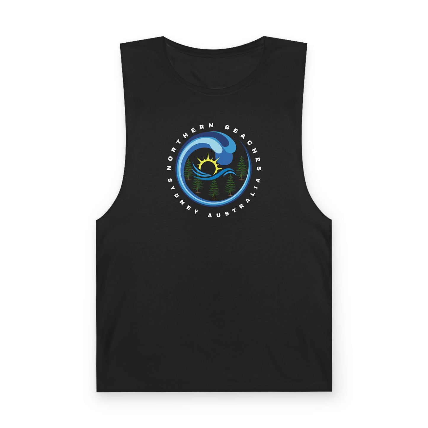 Lost Manly custom logo edition Barnard Surf Wave Tank Top — Coastal Graphic Tank with "Northern Beaches" Design - Lost Manly Shop