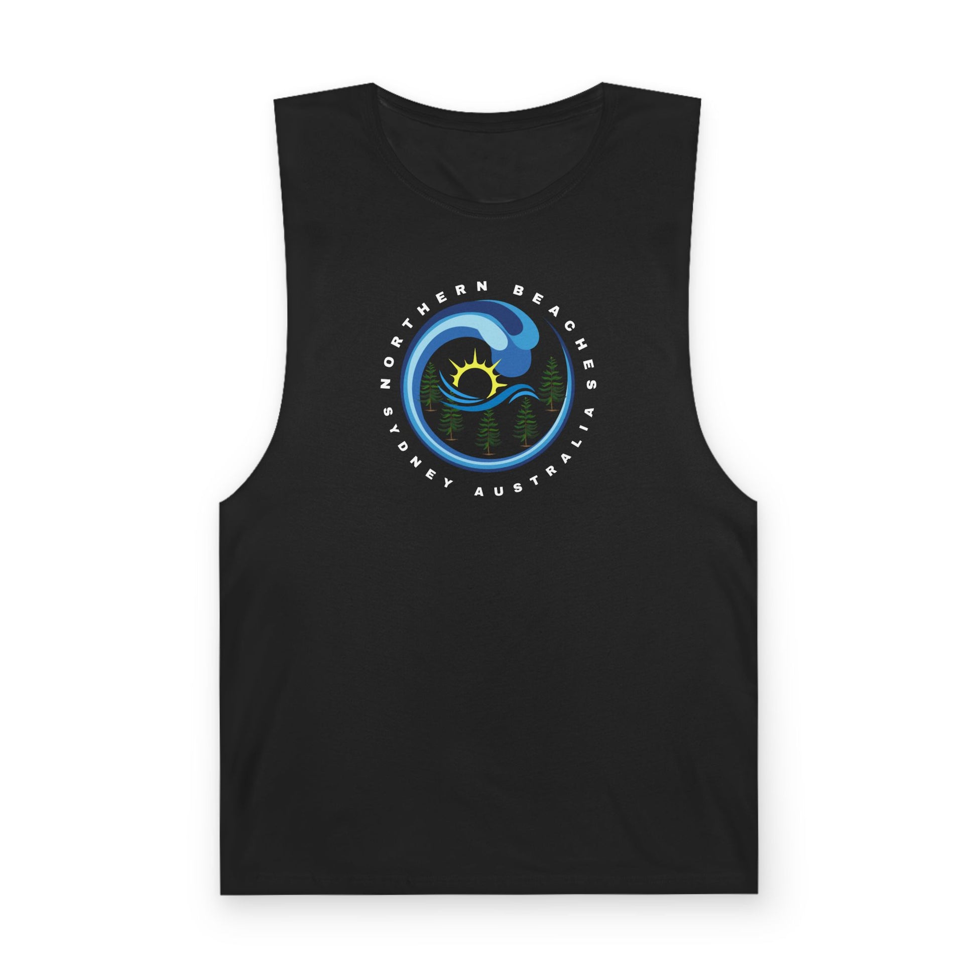 Lost Manly custom logo edition Barnard Surf Wave Tank Top — Coastal Graphic Tank with "Northern Beaches" Design - Lost Manly Shop
