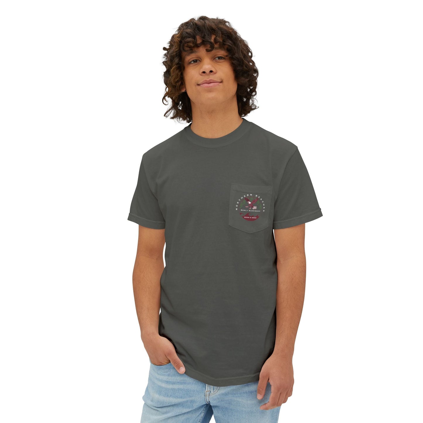 "The Westwood" Northern Beaches custom design front and back logo on Garment-Dyed Pocket T-Shirt for Nature Lovers