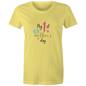 Women's Maple Tee My 1st Mother's Day 