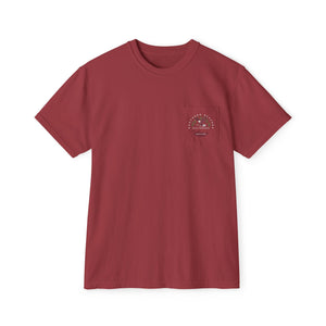 "The Westwood" Northern Beaches custom logo on front and back Pocket T-Shirt - Vintage Style for Beach Lovers Printify