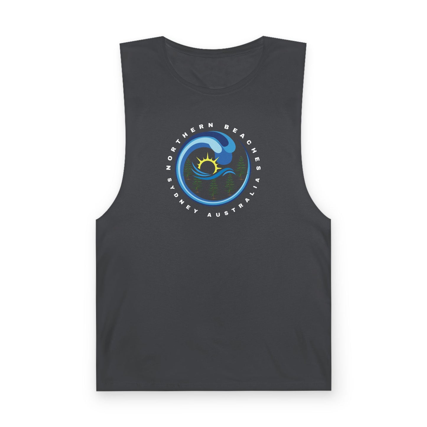 Lost Manly custom logo edition Barnard Surf Wave Tank Top — Coastal Graphic Tank with "Northern Beaches" Design - Lost Manly Shop