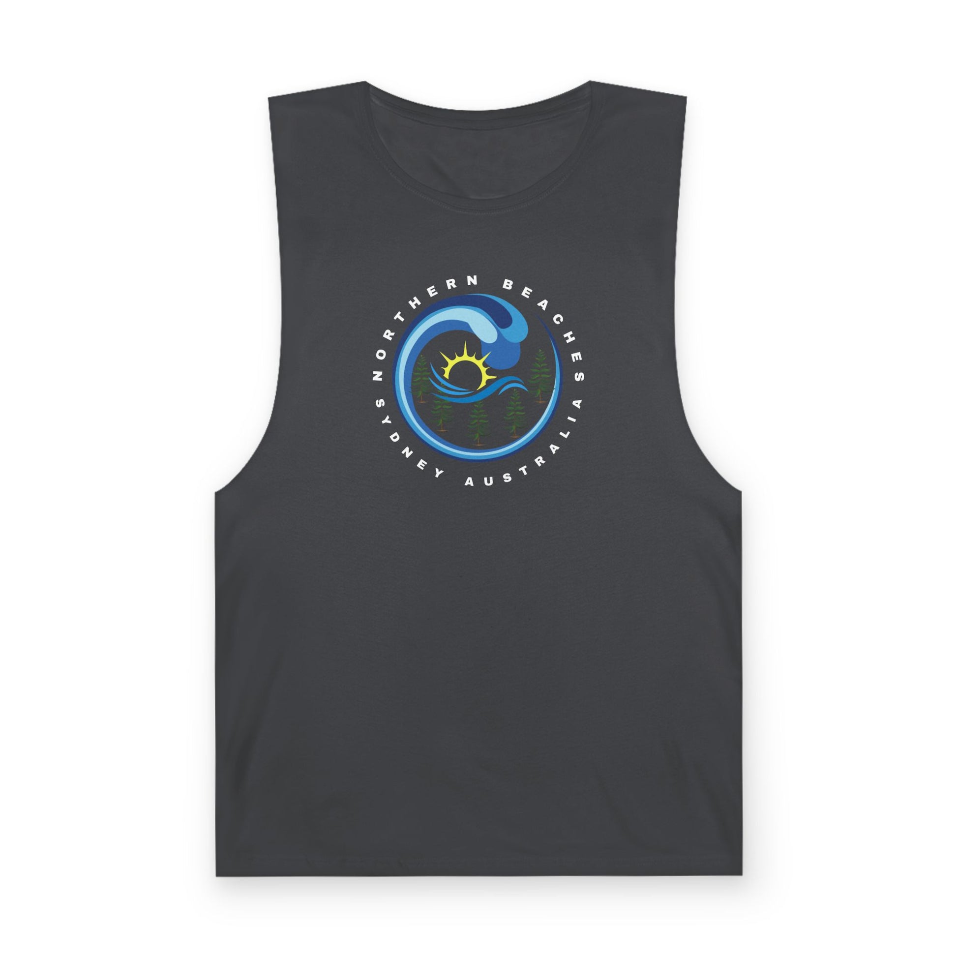 Lost Manly custom logo edition Barnard Surf Wave Tank Top — Coastal Graphic Tank with "Northern Beaches" Design - Lost Manly Shop