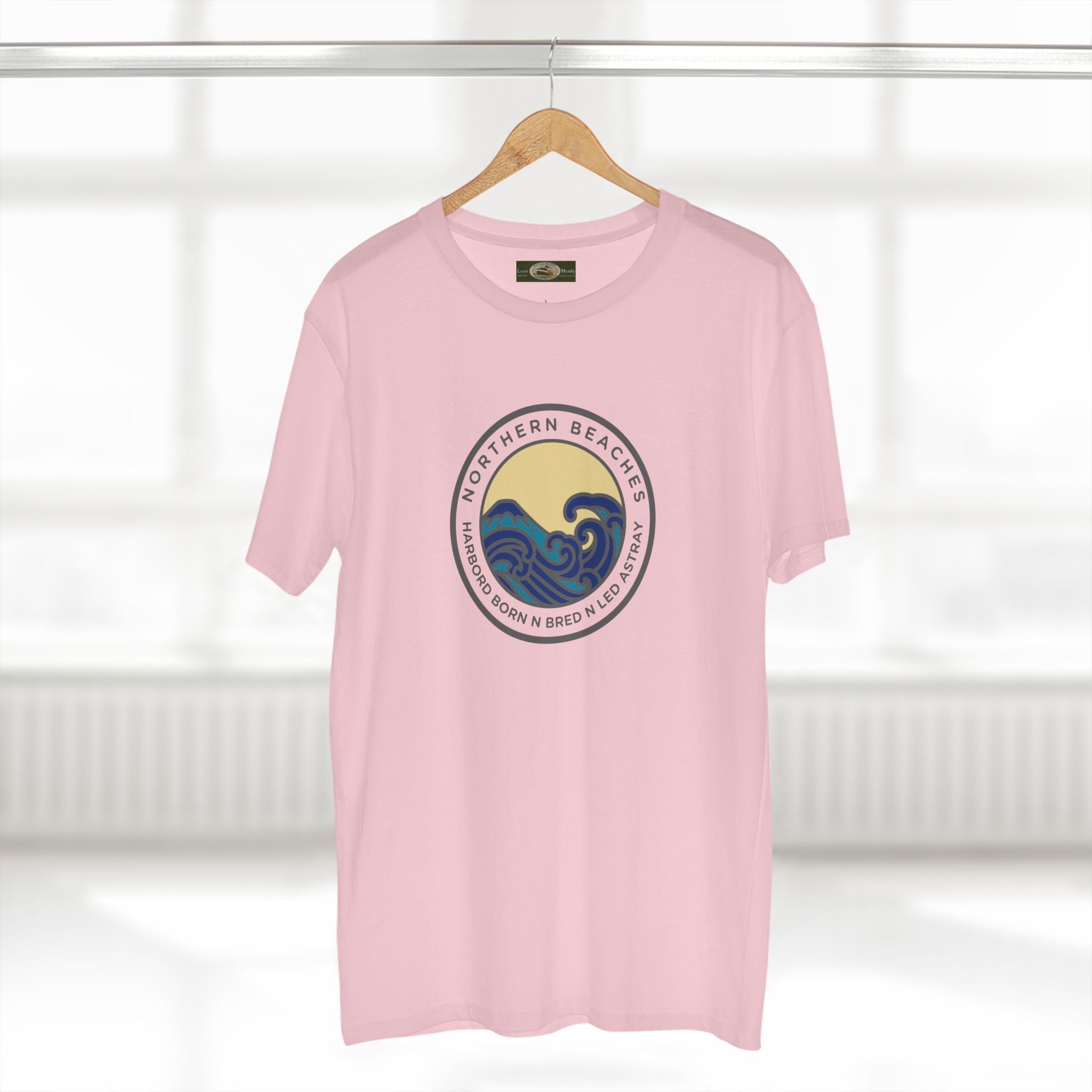 T-Shirt Northern Beaches Harbord Born n Bred n Led Astray Custom Logo Front Printify