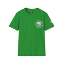 Collaroy custom logo front and sleeve. Lost Manly label. Unisex Soft style T-Shirt Printify