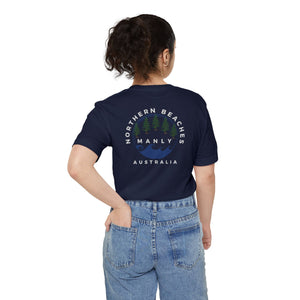 "The Westwood" Northern Beaches custom design different front and back logo, Pocket T-shirt - Casual, Nature-Inspired Wear Printify