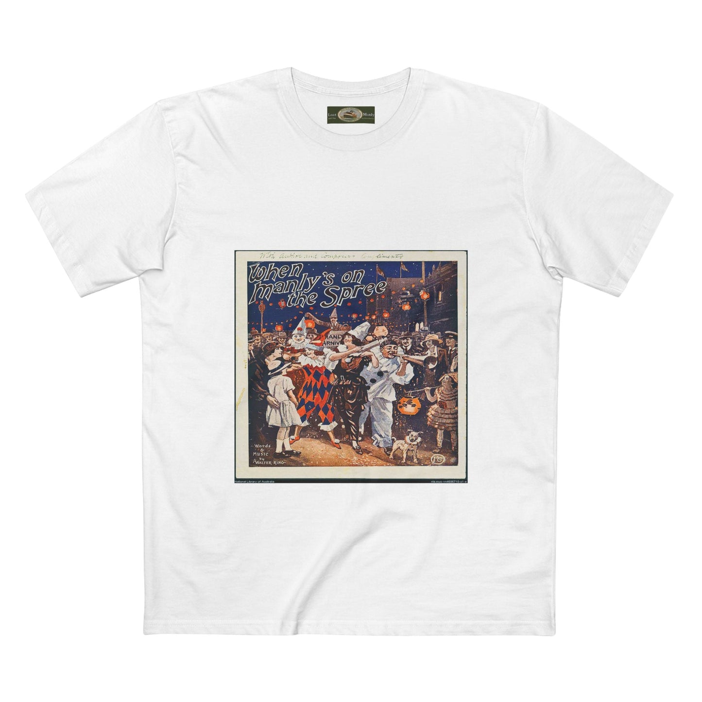 Vintage Manly Mardi Gras Staple Tee Printify