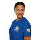 Collaroy custom logo front and sleeve. Lost Manly label. Unisex Soft style T-Shirt Printify
