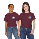 Heavy Cotton T-Shirt with free Canva custom designed logo front and back 