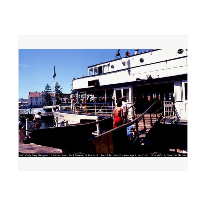 Vale Baragoola Ferry at Manly Wharf 1981 Photographer Stuart McPherson Vibrant Matte Horizontal Poster, Wall Art, Home Decor 