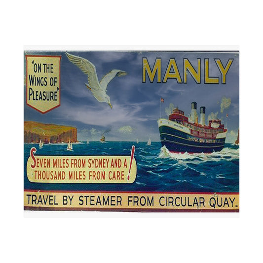 Manly Ferry Vintage Travel Poster 1940s Vibrant Matte Horizontal Poster, Wall Art, Home Decor 