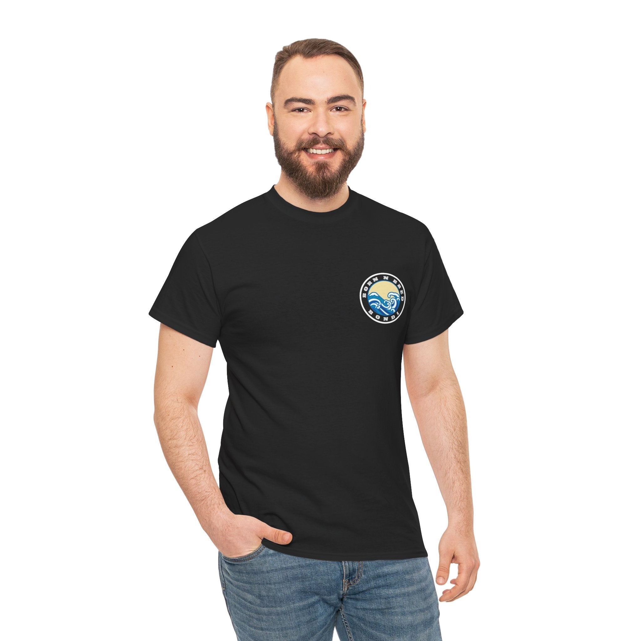 Heavy Cotton T-Shirt with free Canva custom designed logo front and back 