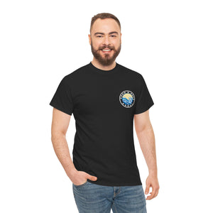 Heavy Cotton T-Shirt with free Canva custom designed logo front and back 
