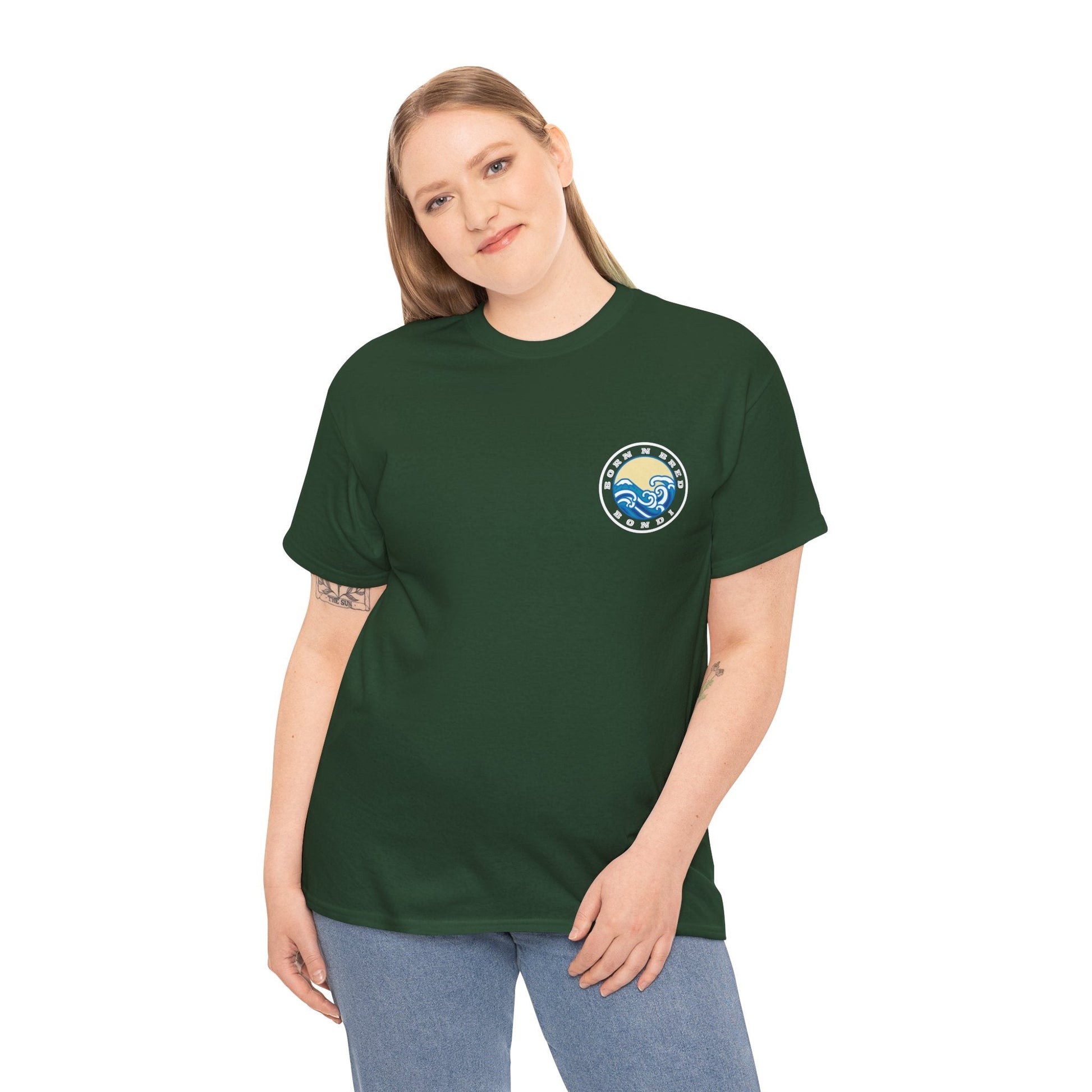 Heavy Cotton T-Shirt with free Canva custom designed logo front and back 