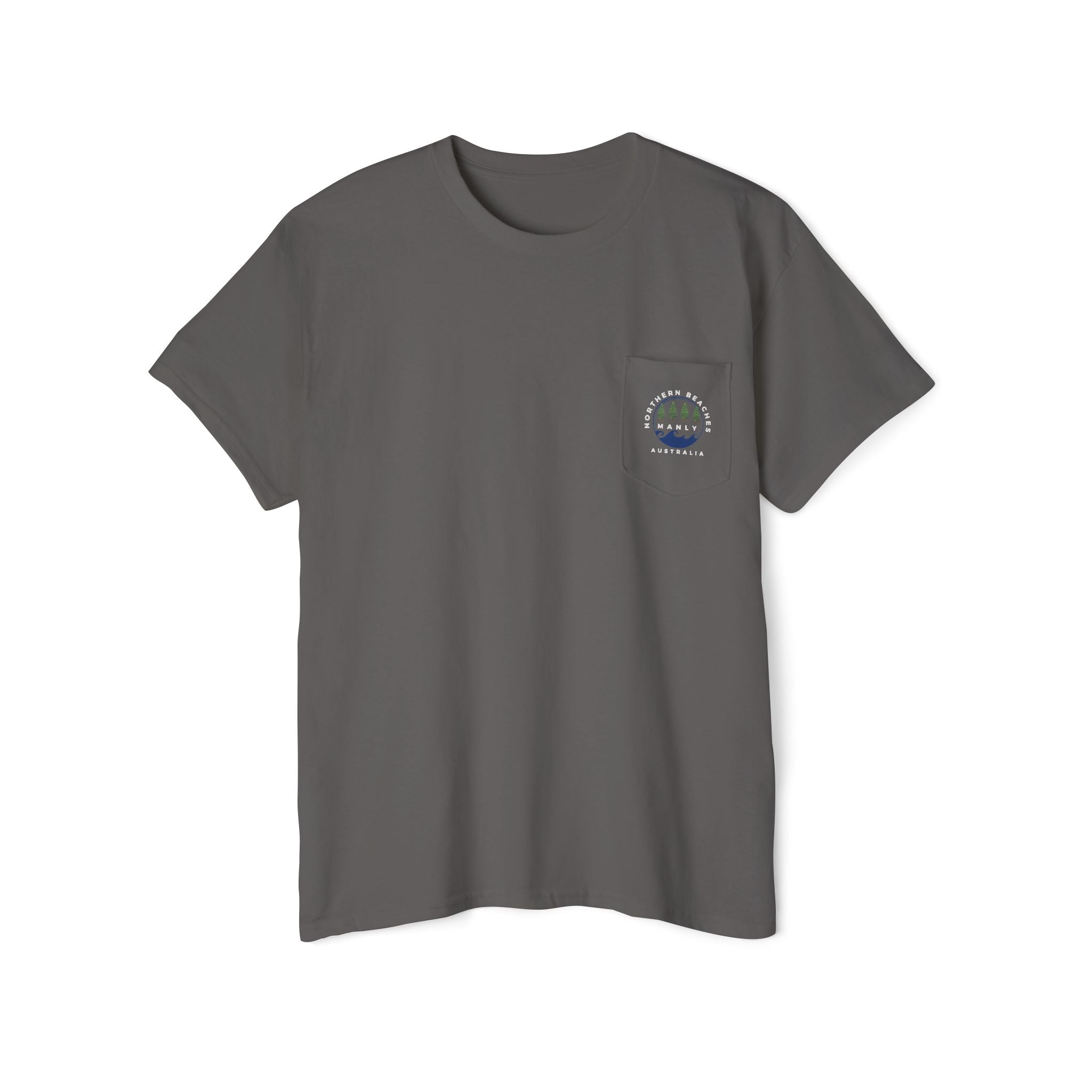 "The Westwood" Northern Beaches Manly Australia 2 different front/back Logos Heavy Cotton Pocket Tee Printify