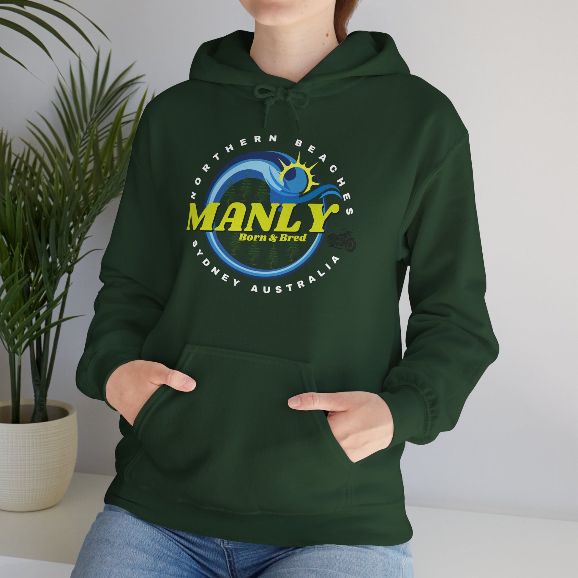 Lost Manly custom logo Manly Beach Surf Hoodie – Sydney Australia Vintage Surf Crest Hoodie - Lost Manly Shop