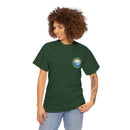 Heavy Cotton T-Shirt with free Canva custom designed logo front and back 